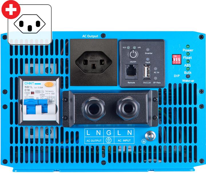 Actual product image Ective CSI 30 PRO 3000W/12V Sinus-Wechselrichter mit Netzvorrangschaltung und Ladegerät (CH-Stecker)