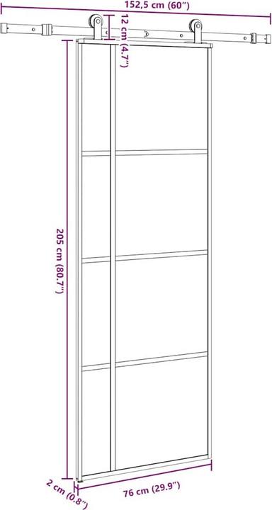 Produktbild VidaXL Schiebetür mit Beschlag 76x205 cm ESG-Glas & Aluminium