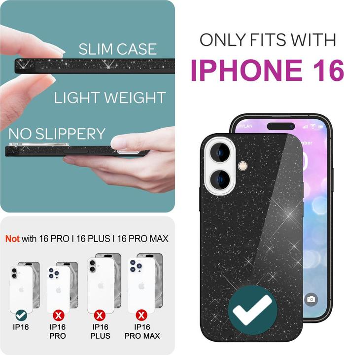 Immagine prodotto Nalia Copertina ibrida glitterata (Apple iPhone 16)