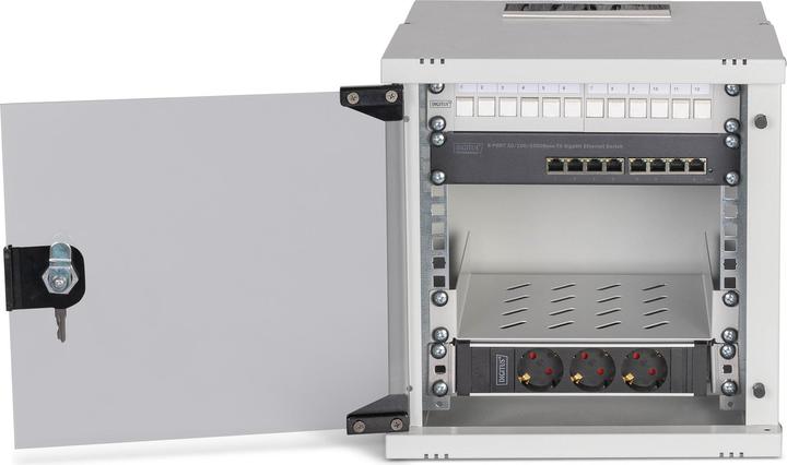 Produktbild Digitus 10" Netzwerk-Set, 6HE Wandgehäuse und Zubehör, gr SOHO PRO Version (6 HE, 10 Zoll Rack)