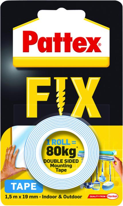 Actual product image Henkel Pattex repair tape FIX 80 kg double-sided, 1.5m x 19mm (1684211) (19 mm)