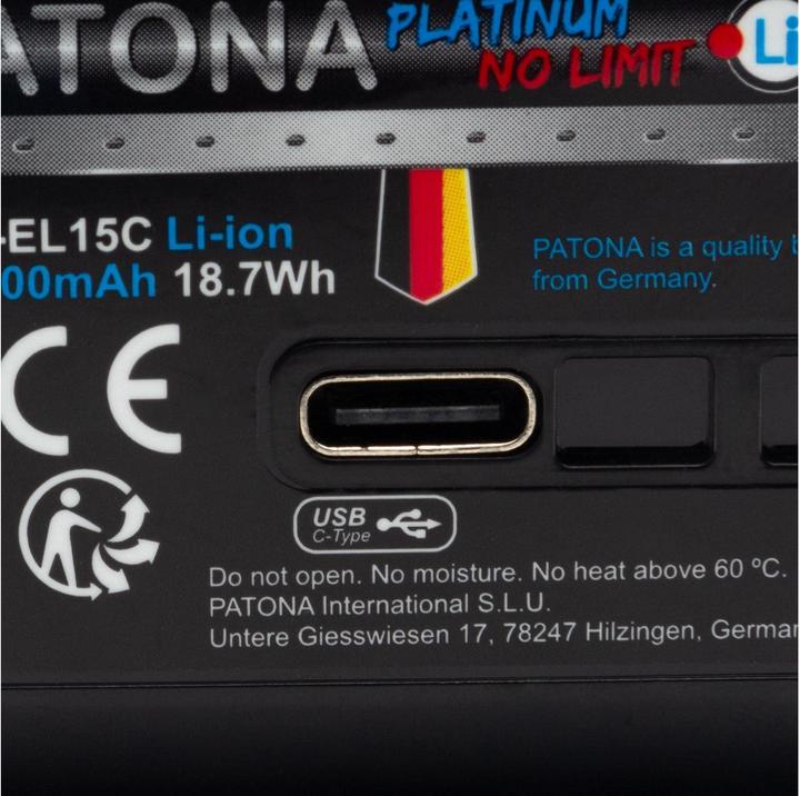 Image du produit Patona Platinum Batterie Nikon ENEL15C USB-C (Batterie de l'appareil photo)
