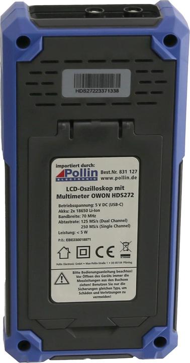 Immagine prodotto Owon Oscilloscopio LCD con multimetro, HDS272, 2 canali, 70 MHz