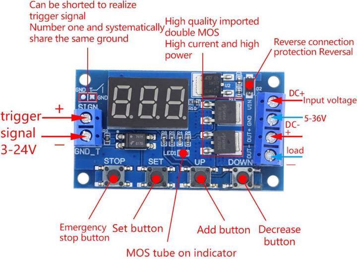 Produktbild Purecrea 5-30V Trigger Zeitrelais Modul mit USB