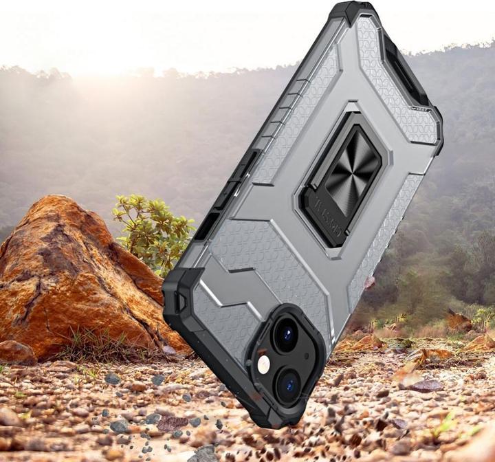 Image du produit Hurtel Crystal Ring Case Kickstand Tough Rugged Cover for iPhone 13 black (Apple iPhone 13)