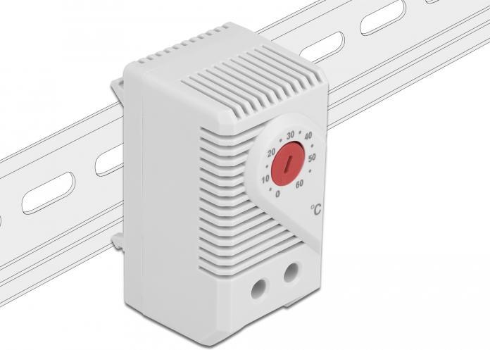 Produktbild Delock Thermostat mit Schliesser-Kontakt für Hutschiene