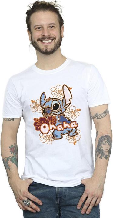 Immagine prodotto Disney Lilo And Stitch Ohana Orange Hibiscus Maglietta Uomo (4XL)