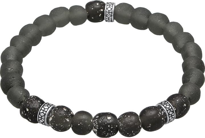 Immagine prodotto Kuzzoi Bracciale perle di vetro riciclate Argento 925 oliva (21 cm, Argento 925, Vetro, Plastico)