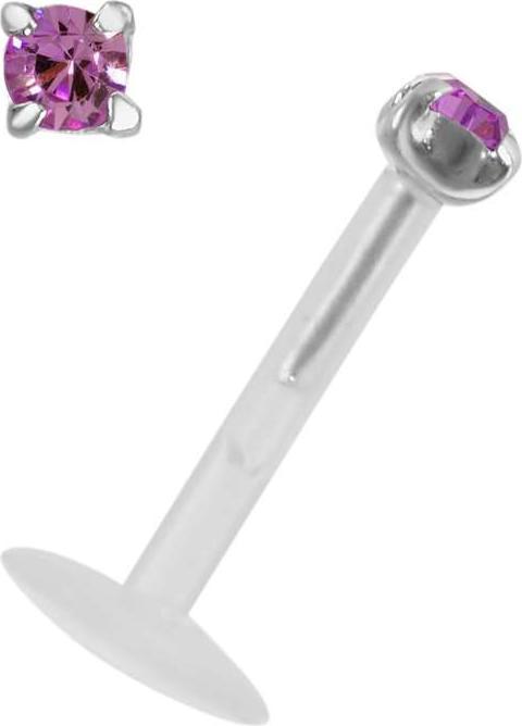 Bijouteria Piercing für Lippe/Tragus (Bioplast, Silber 925, Kristall)