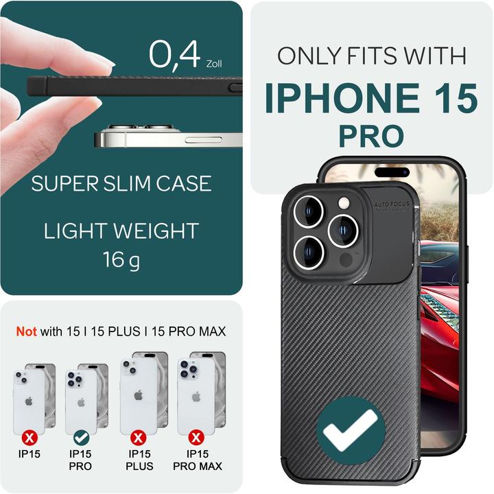 Produktbild Nalia Carbon Look Silikon Hülle (Apple iPhone 15 Pro)