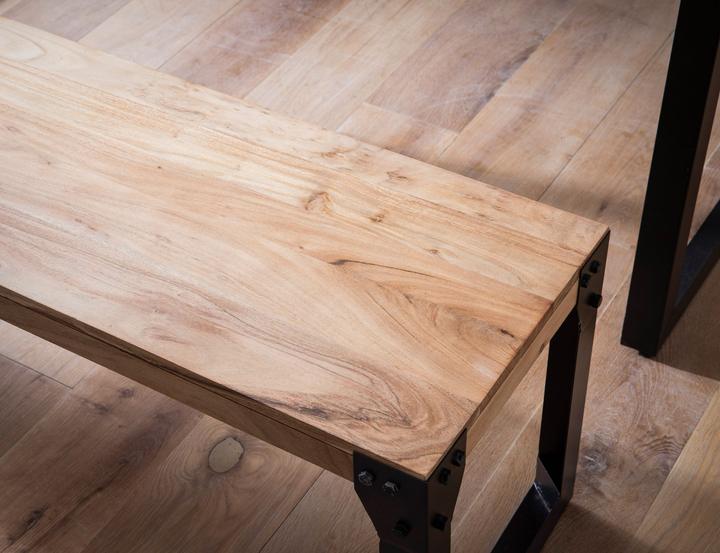 Produktbild FineBuy Esszimmerbank Sitzbank Akazie Massivholz Essbank Industrial Holzbank (140 cm)