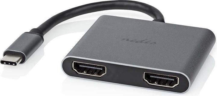 Productafbeelding Nedis USB Multi-Port Adapter | USB 3.2 Gen 1 | USB-C™ Stekker | 2x HDMI™ | 0,10 m | Rond | Vernikkeld (USB Type-C, 10 cm)