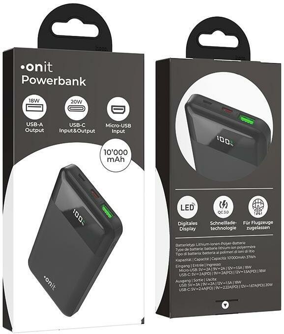Produktbild Onit Powerbank 10000 mAh PD (10000 mAh, 20 W, 37 Wh)