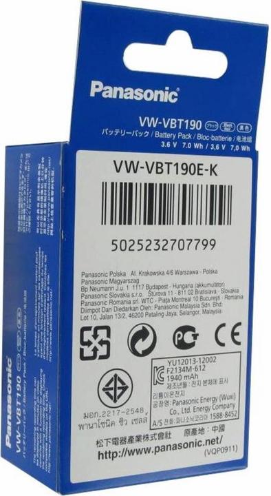 Immagine prodotto Panasonic Vw-Vbt190e-K (Batteria della fotocamera)