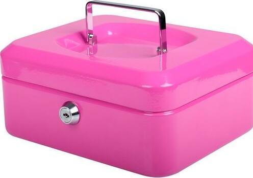 Actual product image pavo Premium metal cash box with 2 keys and removable tray, 20.30 cm (8 inch)