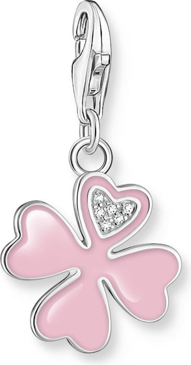 Produktbild Thomas Sabo Charm-Anhänger Pinkes Kleeblatt mit Weissen Steinen Silber (925er Silber, Emaille)