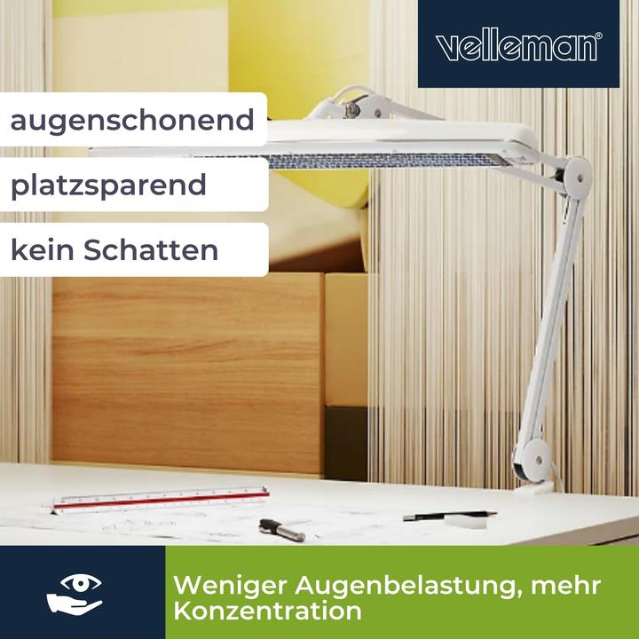 Produktbild Velleman SCHREIBTISCHLAMPE - 3 x 14 W - WEI?