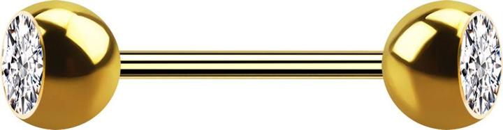 Produktbild Star Piercing Micro Barbell vergoldet mit zwei Kugeln Kristall silber (Chirurgenstahl 316L)