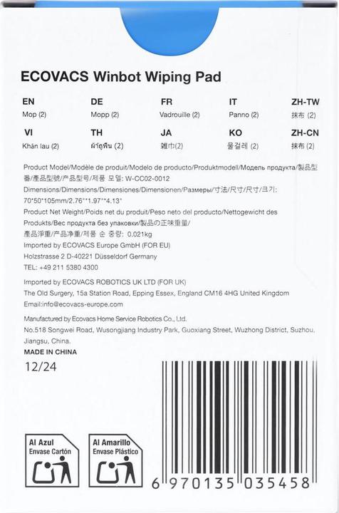 Actual product image Ecovacs WCC020012