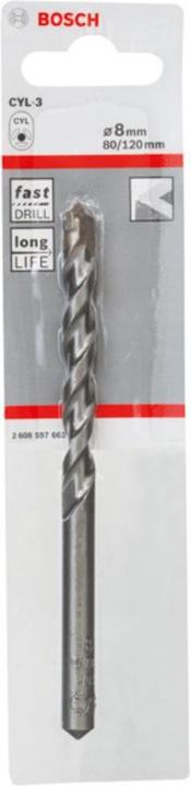 Immagine prodotto Bosch Professional Zubehör Trapano per calcestruzzo CYL-3, 8 x 80 x 120 mm, d 7,5 mm, confezione da 1 pezzo (8 mm)