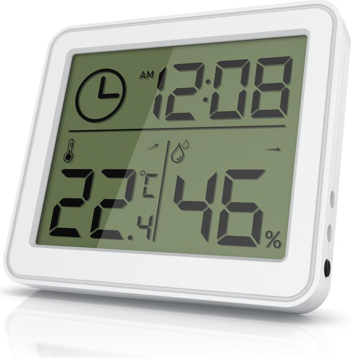 Image du produit Bearware Thermometer & Hygrometer, Temperatur, Luftfeuchtigkeit & Uhrzeit, Innenwetterstation, Magnethalter