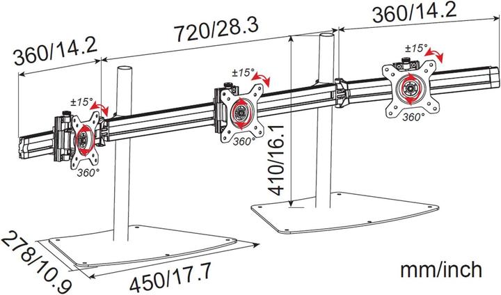 Produktbild Hftek 3-Fach-Monitorhalterung MP230S-N (Tisch, 27")