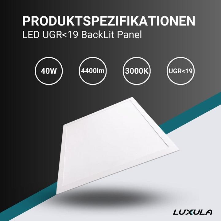 Actual product image Luxula LED BackLit panel, 62x62, anti-glare property (4400 lm)