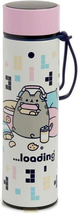 Actual product image Puckator Pusheen the Cat Computer Games Reusable Thermo Insulated Stainless Steel Drink Bottle with Digita (0.45 l)