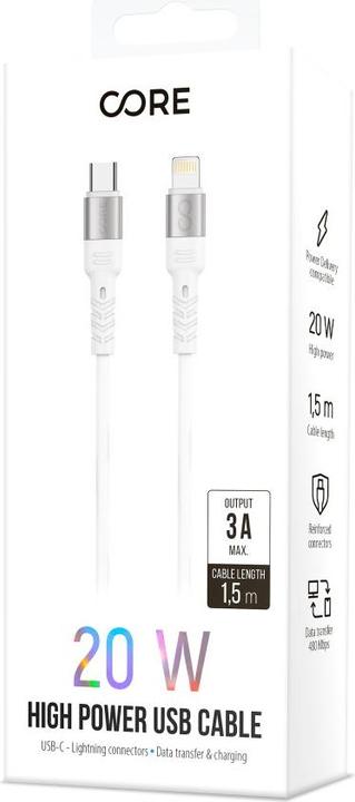 Produktbild Forever Core High Power Kabel USB-C - Lightning 1,5 m 20W weiss (USB 3.2 Gen 1, 20 W)