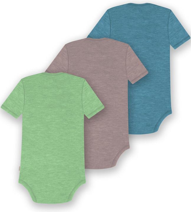 Actual product image Normani Set of 3 baby merino bodysuit short sleeves "Tauranga" - 9299 (98)