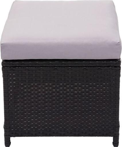 Produktbild Mendler 2x Poly-Rattan Hocker, Gartenhocker Sitzhocker, Gastronomie - schwarz, Kissen hellgrau