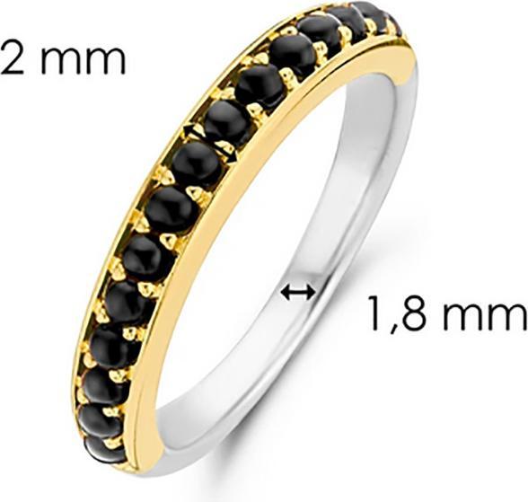 Image du produit Ti Sento Milano Bague Onyx bicolore dorée à l'or jaune 12123BO (56, Argent 925)