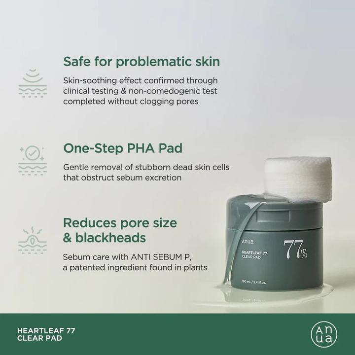 Actual product image Anua - Heartleaf 77% Clear Pad (Exfoliation, 160 ml)