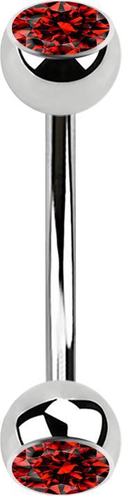Produktbild Star Piercing Micro Banane silber mit zwei Kugeln Kristall rot (Chirurgenstahl 316L)