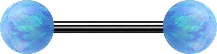 Produktbild Star Piercing Micro Barbell schwarz mit zwei Kugeln Opal hellblau (Chirurgenstahl 316L, ohne Messing)