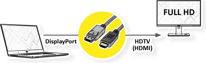 Image du produit Roline Câble DP-HDTV (2 m, DisplayPort)