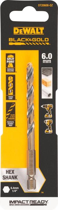 Produktbild DeWalt DT20608QZ HSSG MetallSpiralbohrer 1 Stück 6 mm Gesamtlänge 102 mm korr (6 mm)