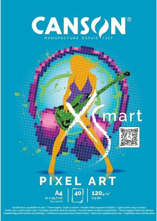 Image du produit Canson Bloc d'étude XS'MART PIXEL ART, DIN A4 papier blanc, lisse, quadrillé sur une face, 40 feuilles (A4, Quadrillé)