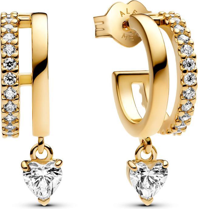 Pandora Dangling Heart Hoop Earrings (Vergoldet, Metall)
