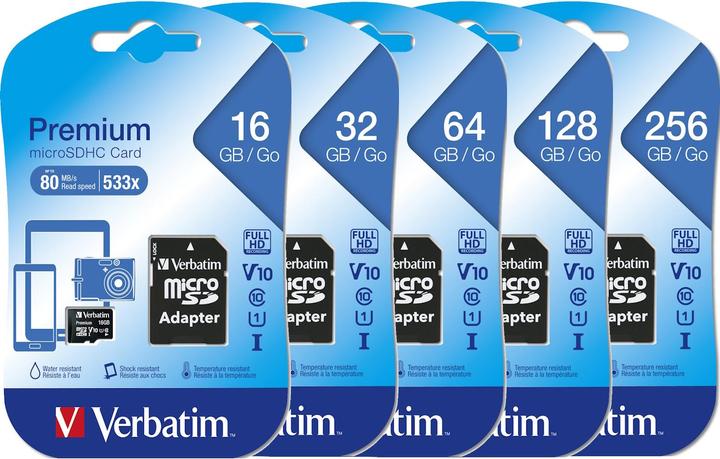 Actual product image Verbatim Micro SDXC Card Class 10 (64 GB, microSDXC, U1, UHS-I)