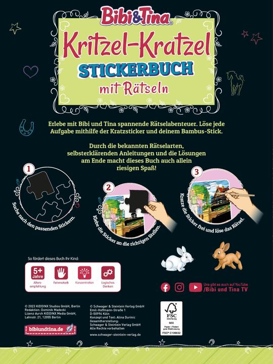 Produktbild Bibi & Tina Kritzel-Kratzel Stickerbuch mit Rätsel