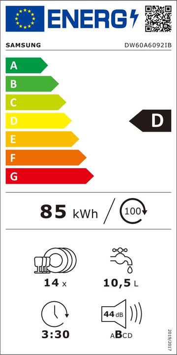 Energy Label Samsung DW60A6092IB