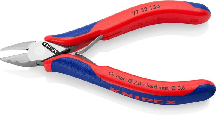 Actual product image Knipex 77 32 130 Electronics Diagonal Cutter with multi-component grips 130 mm (129 mm)