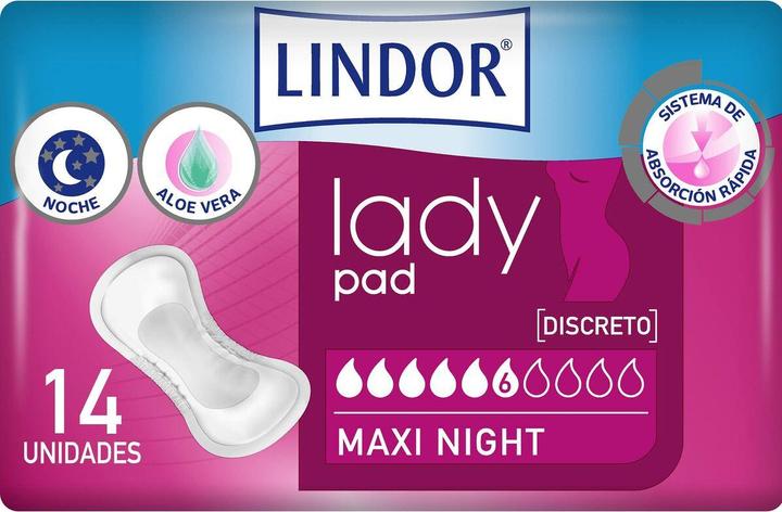 Actual product image Lindores Lindor Lady Pad Maxi Night 6 Drops (14 x)