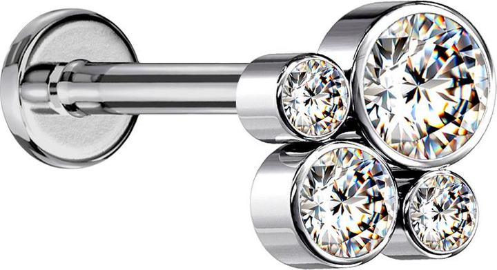 Immagine prodotto Star Piercing Micro Labret filo interno argento quattro cristalli argento (senza ottone)