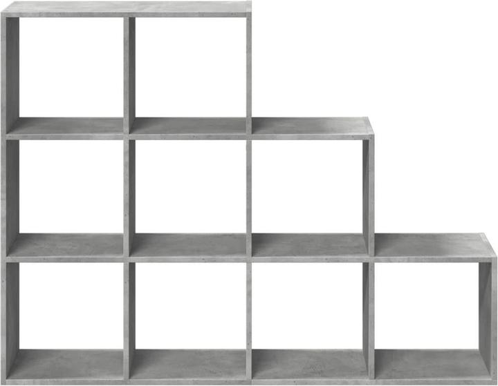 Produktbild VidaXL Raumteiler Bücherregal Standregal Treppenregal Regal 3 Stufen Betongrau (137.5 x 29 x 103.5 cm)