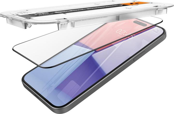 Actual product image Spigen TEMPERED GLASS GLAS.TR "EZ FIT" FC 2-PACK IPHONE 15 BLACK (2 Piece, Apple iPhone 15)