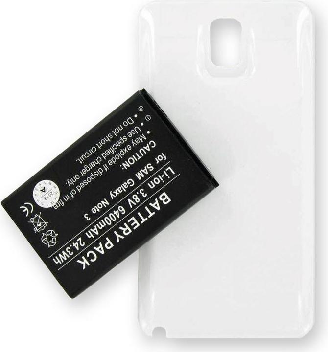 AccuCell Akku Samsung Galaxy Note 3, Note III, B800BE, B800BU mit weissem Gehäuse