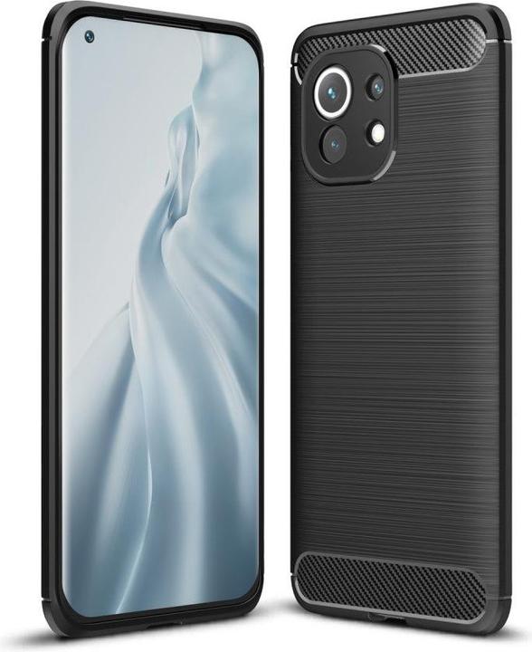 Immagine prodotto Cover-Discount Xiaomi Mi 11 - Custodia in gomma con look in carbonio metallico nero (Xiaomi Mi 11)