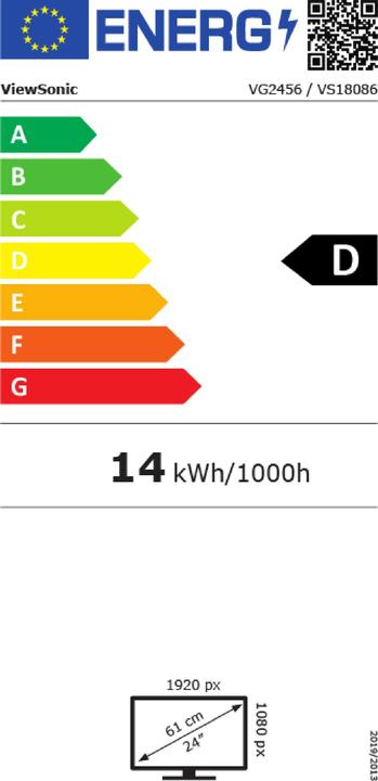 Label énergétique Viewsonic VG2456 - Moniteur LED - 61 cm (24") (23.8" visible) (1920 x 1080 pixels, 23.80")